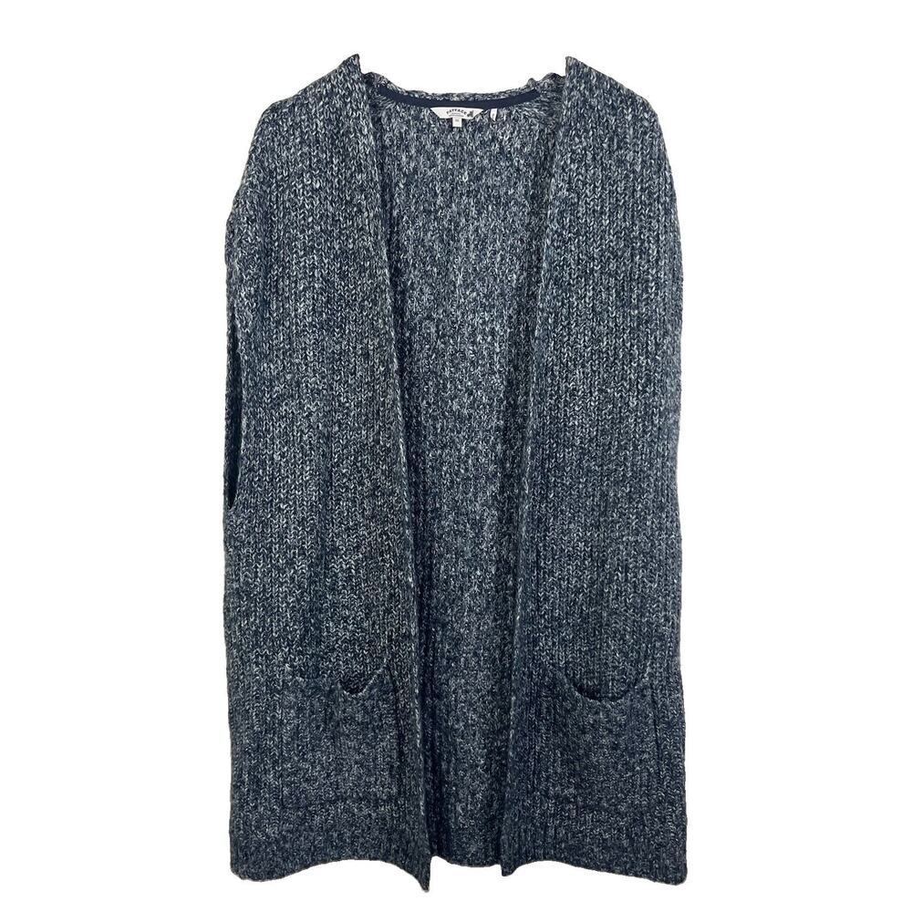 Fat Face Chunky Knit Longline Cardigan Vest Womens M Open Front Pockets